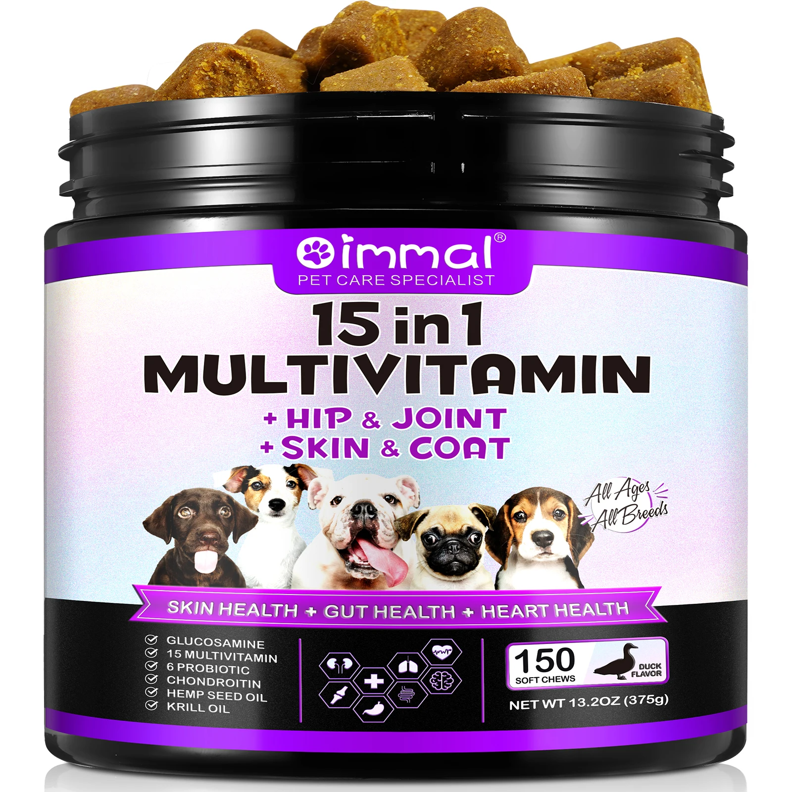 kf-Ae126f499f6284a7b9e5fc3b9730f9316P-15-in-1-Multivitamin-Supplements-150-Chews-Hip-Joint-Support-Skin-Gut-Heart-Health-with-Duck