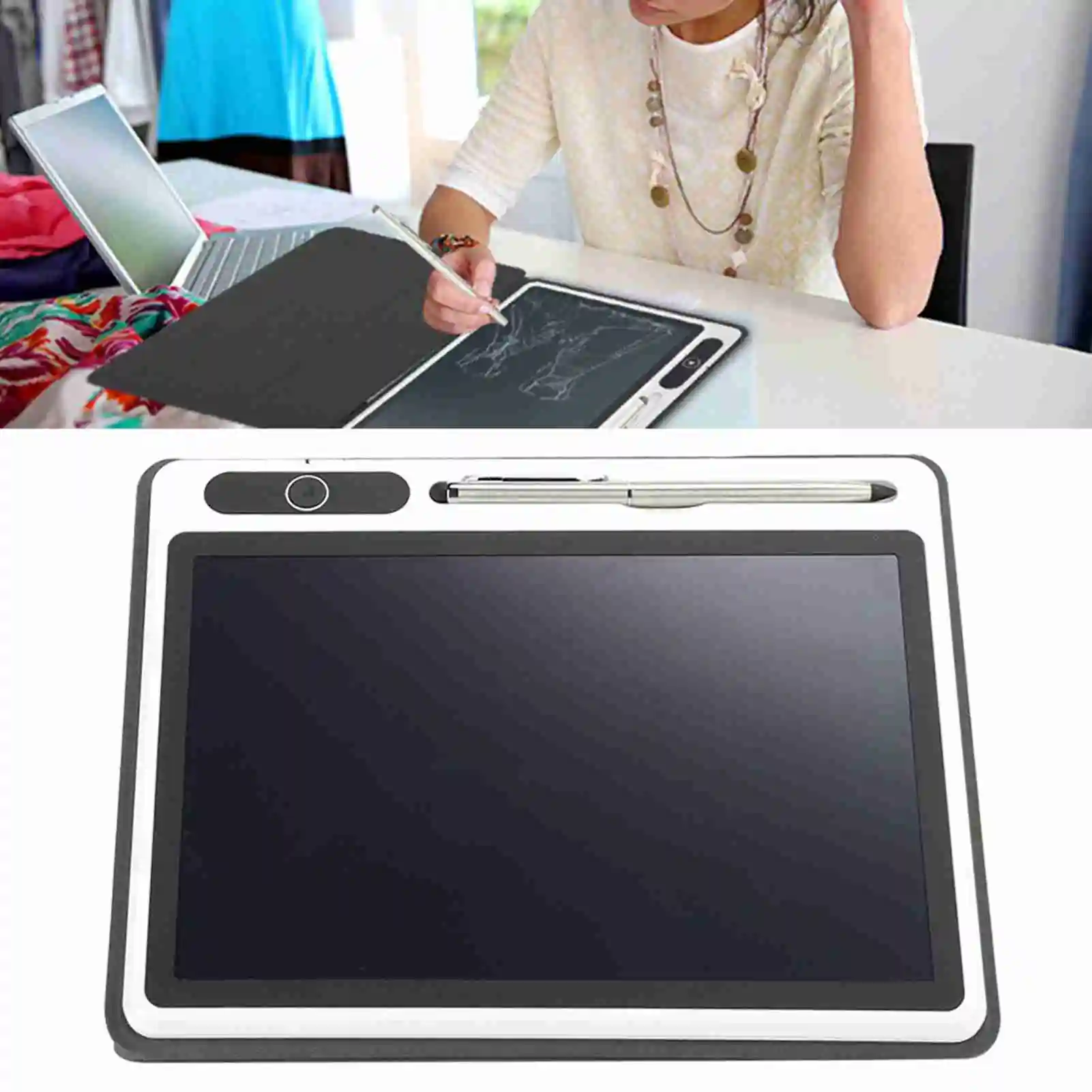 kf-S3fe1692edfa443a284fb5cc5e7270892z-Electronic-Notepad-LCD-Tablet-Drawing-Pad-Business-Supplies-Hand-Painting-Tool-9-Inch-Black-With-Faux