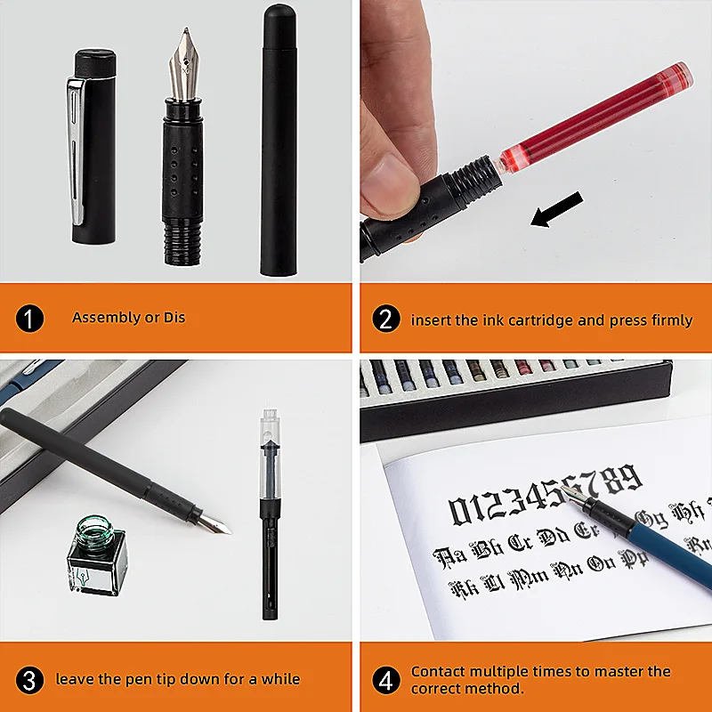 kf-Sfffba7dafaf34f38bf1c8dba33665621j-25-Piece-Calligraphy-Pen-Writing-Set-2-Fountain-Pens-5-Nibs-16-Ink-Cartridges-for-Art