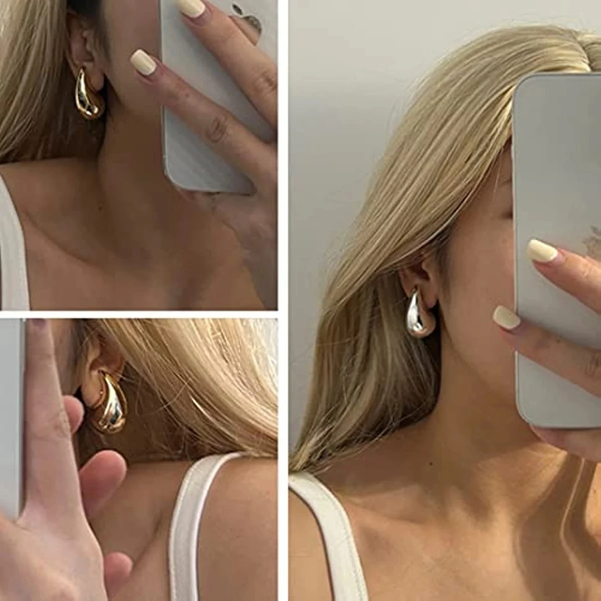 kf-S032deeb21a844f939d50e71b148bae61i-Stainless-Steel-Gold-Plated-Tear-Drop-Earrings-Dupes-for-Women-Lightweight-Smooth-Metal-Waterdrop-Hoop-Earrings