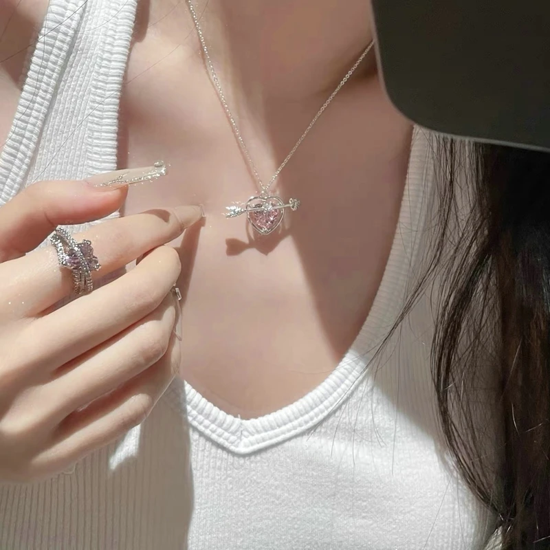 kf-S0af8f32a93444794a9755cd7fa89bdadu-Fairy-Pink-Heart-Crystal-Arrow-Pendant-Necklace-Y2K-Girls-Elegant-Sweet-Necklace-Clavicle-Chain-Women-Fashion