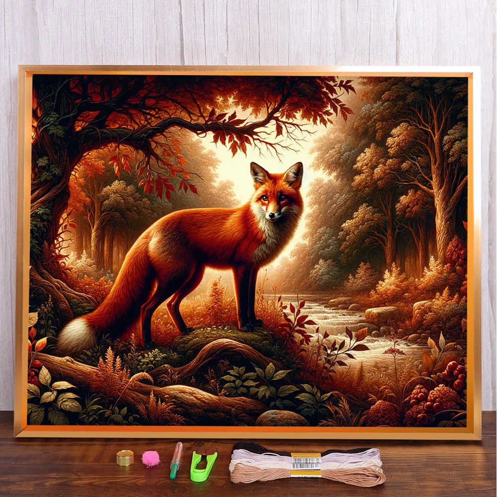 kf-S8b28448bb7c940d7a8bbee686e7c565dz-Animal-Red-Fox-Printed-Fabric-Cross-Stitch-Embroidery-Complete-Kit-Handiwork-Handmade-Hobby-Painting-Stamped-Promotions