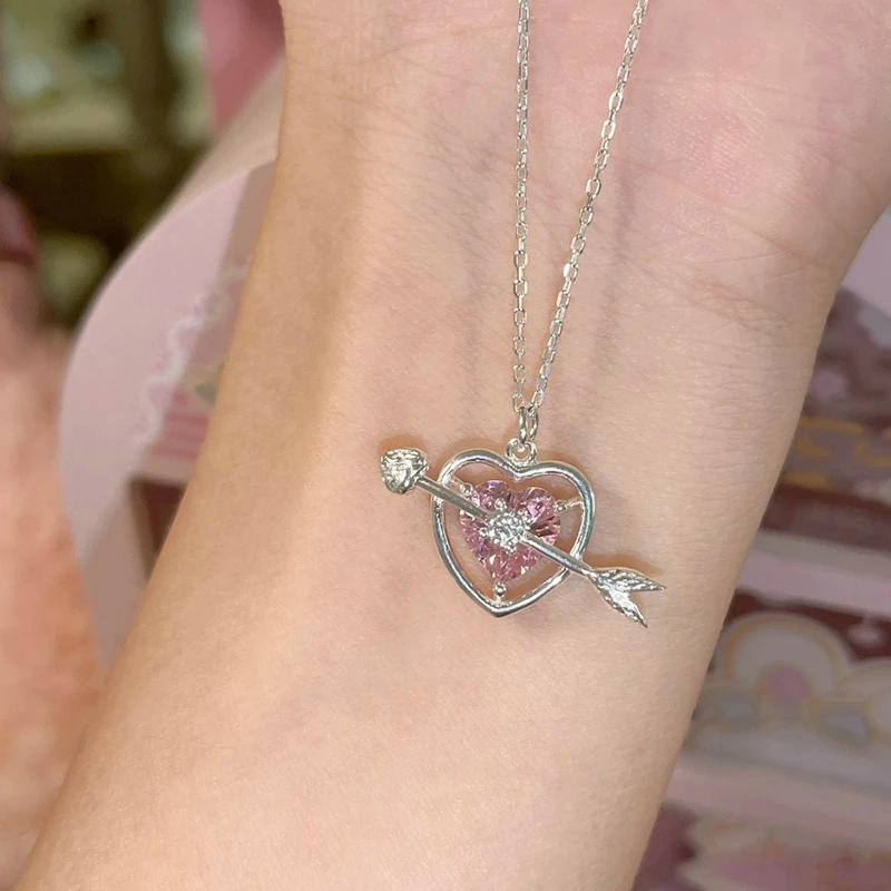 kf-S9fad65d3f1dc4d3f8f1426096ba08da4P-Fairy-Pink-Heart-Crystal-Arrow-Pendant-Necklace-Y2K-Girls-Elegant-Sweet-Necklace-Clavicle-Chain-Women-Fashion