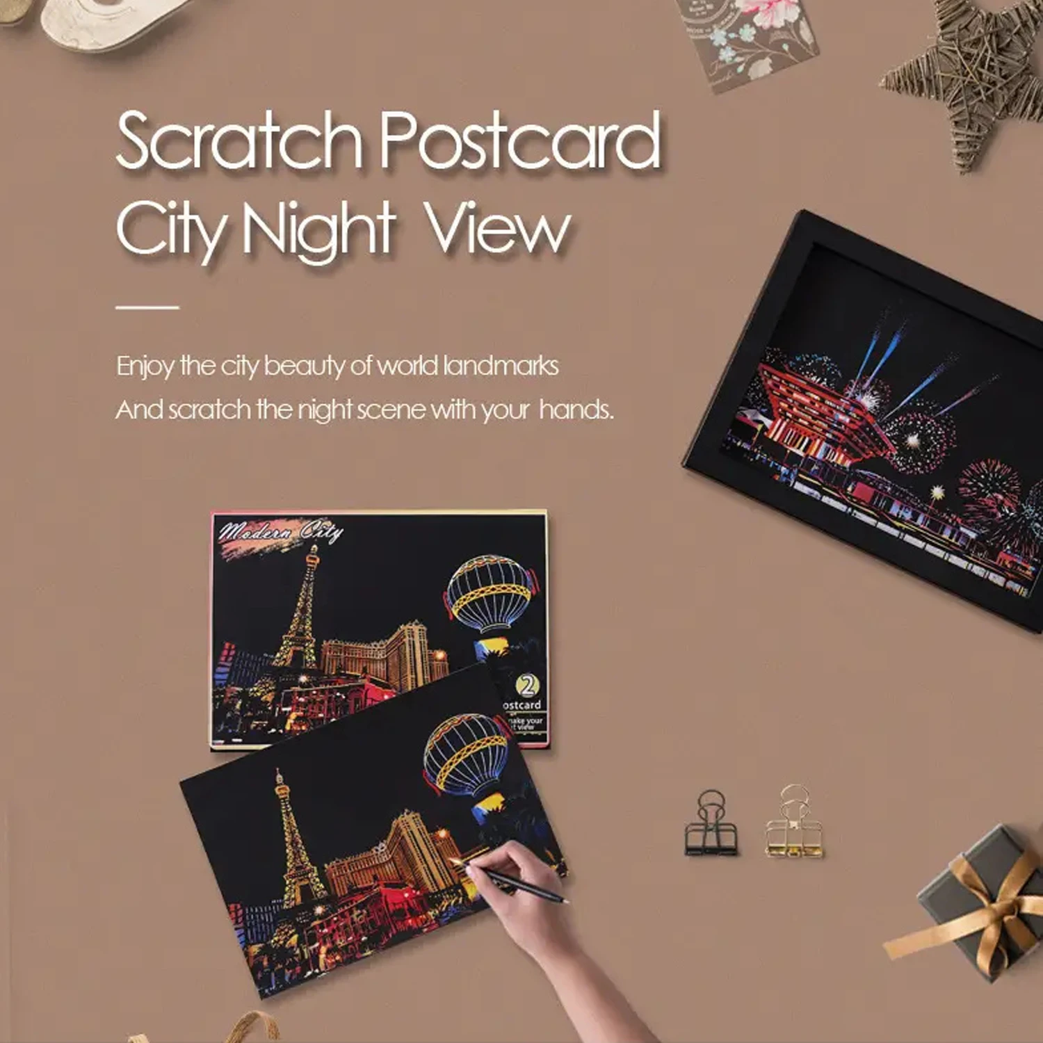 kf-S17defd3222494195a6d25e9a8c460e793-Night-Scene-Scratch-Art-Urban-Landscape-Architecture-Clip-Art-4PCS-Postcard-Style-Colorful-Scratch-Art-Cool